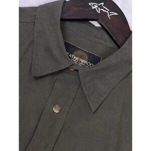 Weatherproof Button Down Shirt Mens Medium Olive Green Excellent Sueded Long Slv